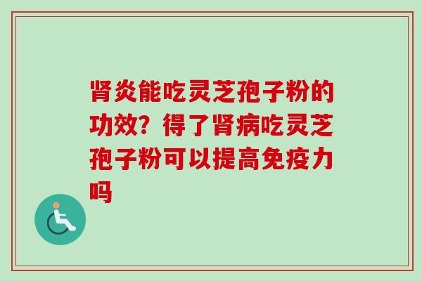 肾炎能吃灵芝孢子粉的功效？得了肾病吃灵芝孢子粉可以提高免疫力吗