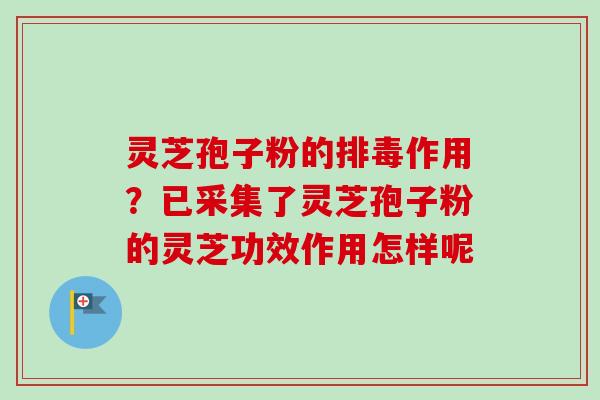 灵芝孢子粉的排毒作用？已采集了灵芝孢子粉的灵芝功效作用怎样呢