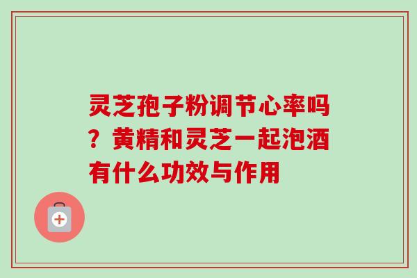灵芝孢子粉调节心率吗？黄精和灵芝一起泡酒有什么功效与作用