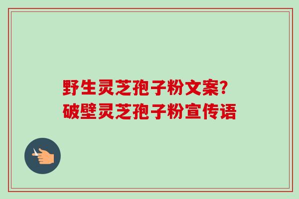 野生灵芝孢子粉文案？破壁灵芝孢子粉宣传语
