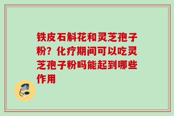 铁皮石斛花和灵芝孢子粉？化疗期间可以吃灵芝孢子粉吗能起到哪些作用