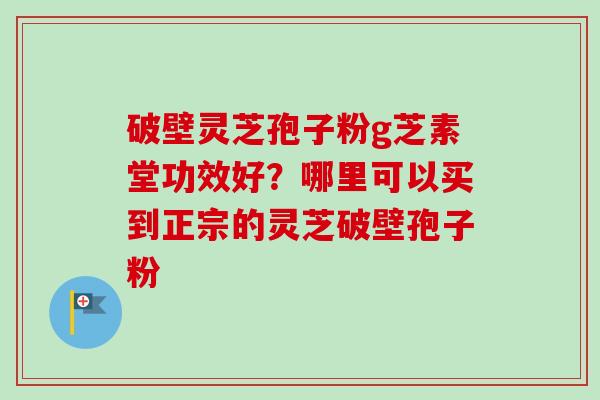 破壁灵芝孢子粉g芝素堂功效好？哪里可以买到正宗的灵芝破壁孢子粉