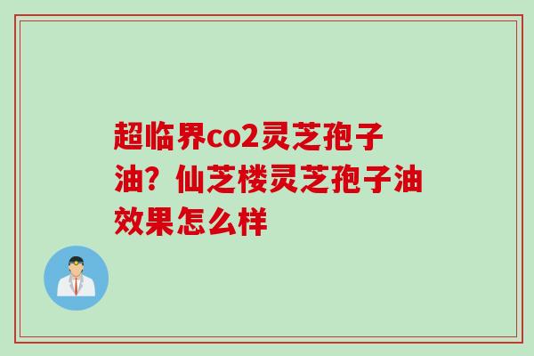 超临界co2灵芝孢子油？仙芝楼灵芝孢子油效果怎么样