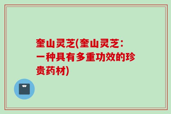 奎山灵芝(奎山灵芝：一种具有多重功效的珍贵药材)