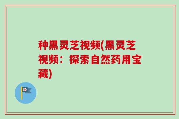种黑灵芝视频(黑灵芝视频：探索自然药用宝藏)