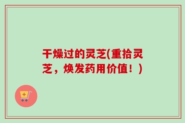 干燥过的灵芝(重拾灵芝，焕发药用价值！)