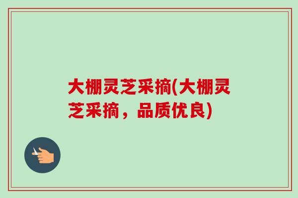大棚灵芝采摘(大棚灵芝采摘，品质优良)