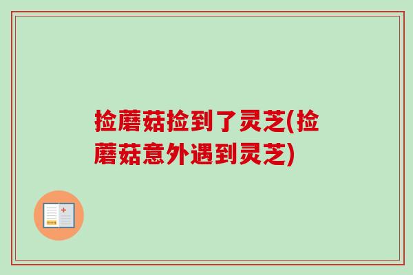 捡蘑菇捡到了灵芝(捡蘑菇意外遇到灵芝)