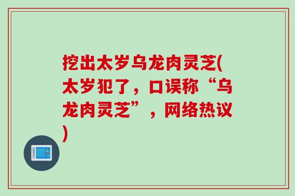 挖出太岁乌龙肉灵芝(太岁犯了，口误称“乌龙肉灵芝”，网络热议)