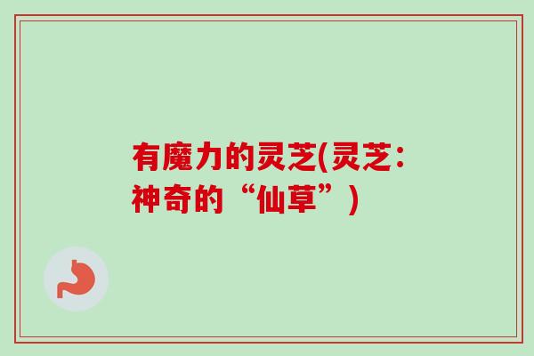 有魔力的灵芝(灵芝：神奇的“仙草”)