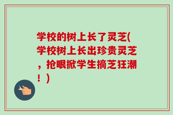 学校的树上长了灵芝(学校树上长出珍贵灵芝，抢眼掀学生摘芝狂潮！)