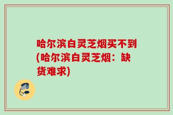 哈尔滨白灵芝烟买不到(哈尔滨白灵芝烟：缺货难求)