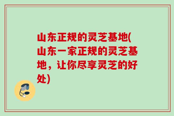 山东正规的灵芝基地(山东一家正规的灵芝基地，让你尽享灵芝的好处)