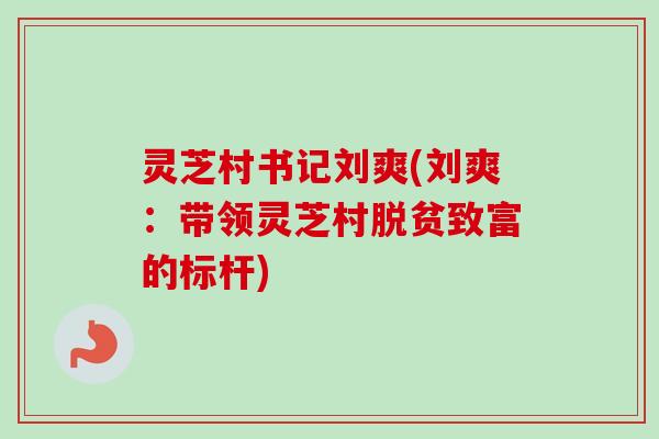 灵芝村书记刘爽(刘爽：带领灵芝村脱贫致富的标杆)