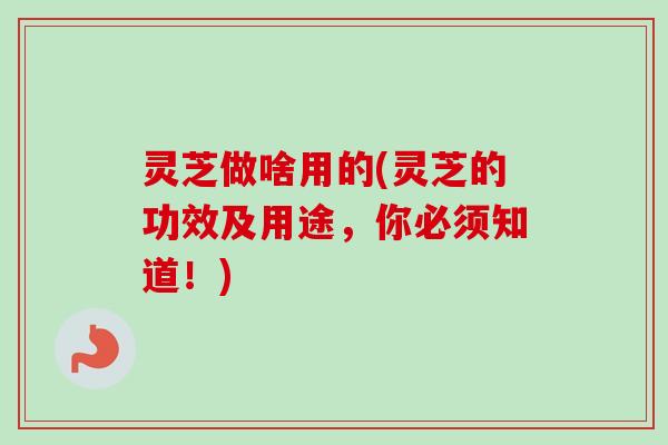 灵芝做啥用的(灵芝的功效及用途，你必须知道！)