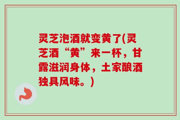 灵芝泡酒就变黄了(灵芝酒“黄”来一杯，甘露滋润身体，土家酿酒独具风味。)