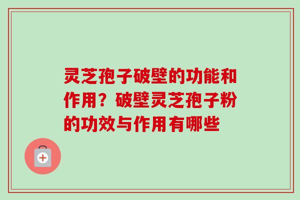 灵芝孢子破壁的功能和作用？破壁灵芝孢子粉的功效与作用有哪些