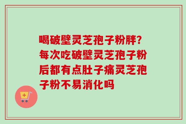 喝破壁灵芝孢子粉胖？每次吃破壁灵芝孢子粉后都有点肚子痛灵芝孢子粉不易消化吗