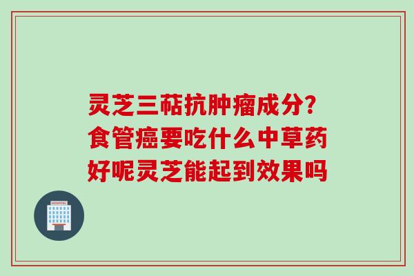 灵芝三萜抗肿瘤成分？食管癌要吃什么中草药好呢灵芝能起到效果吗