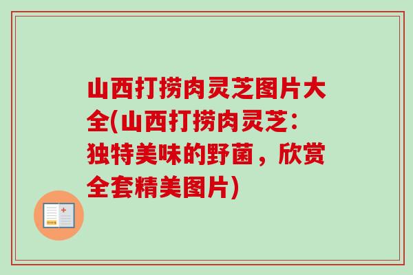 山西打捞肉灵芝图片大全(山西打捞肉灵芝：独特美味的野菌，欣赏全套精美图片)