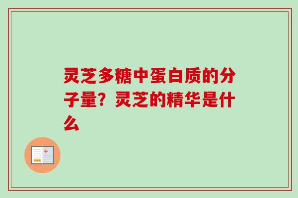 灵芝多糖中蛋白质的分子量？灵芝的精华是什么
