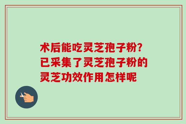 术后能吃灵芝孢子粉？已采集了灵芝孢子粉的灵芝功效作用怎样呢