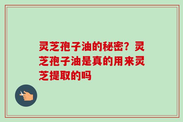 灵芝孢子油的秘密？灵芝孢子油是真的用来灵芝提取的吗