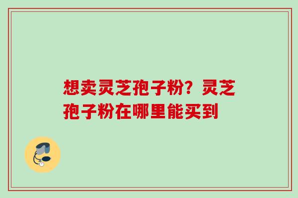 想卖灵芝孢子粉？灵芝孢子粉在哪里能买到
