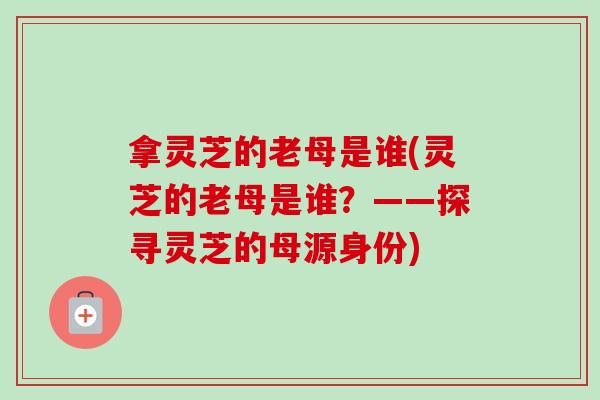 拿灵芝的老母是谁(灵芝的老母是谁？——探寻灵芝的母源身份)