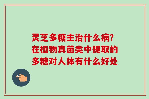 灵芝多糖主治什么病？在植物真菌类中提取的多糖对人体有什么好处