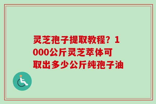 灵芝孢子提取教程？1000公斤灵芝萃体可取出多少公斤纯孢子油