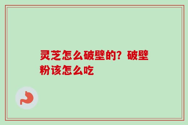 灵芝怎么破壁的？破壁粉该怎么吃
