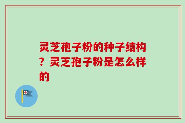 灵芝孢子粉的种子结构？灵芝孢子粉是怎么样的