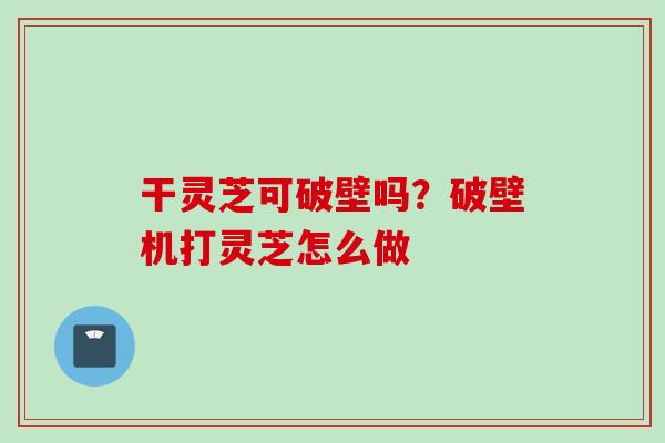 干灵芝可破壁吗？破壁机打灵芝怎么做