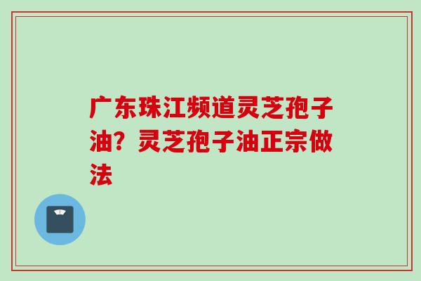 广东珠江频道灵芝孢子油？灵芝孢子油正宗做法