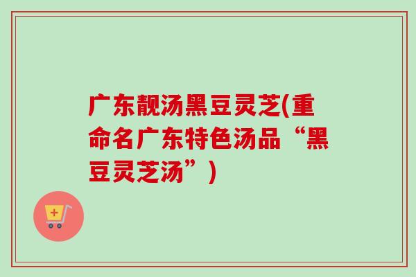 广东靓汤黑豆灵芝(重命名广东特色汤品“黑豆灵芝汤”)