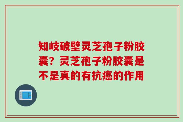 知岐破壁灵芝孢子粉胶囊？灵芝孢子粉胶囊是不是真的有抗癌的作用