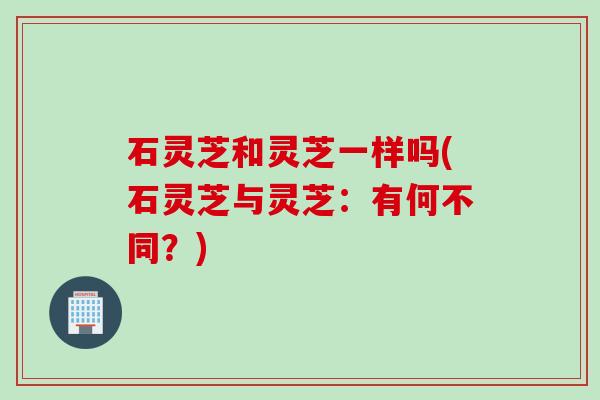 石灵芝和灵芝一样吗(石灵芝与灵芝：有何不同？)