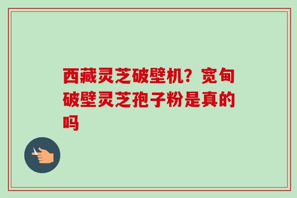 西藏灵芝破壁机？宽甸破壁灵芝孢子粉是真的吗