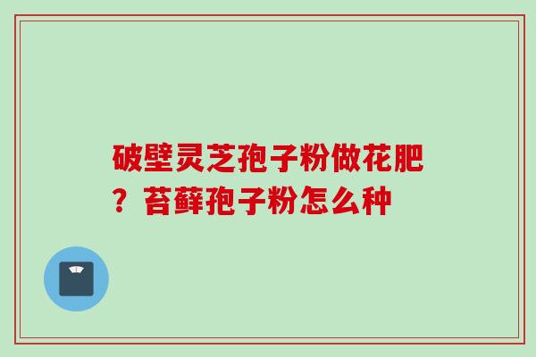 破壁灵芝孢子粉做花肥？苔藓孢子粉怎么种