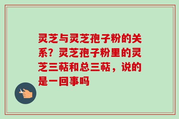 灵芝与灵芝孢子粉的关系？灵芝孢子粉里的灵芝三萜和总三萜，说的是一回事吗