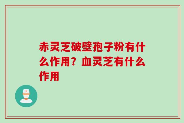 赤灵芝破壁孢子粉有什么作用？血灵芝有什么作用