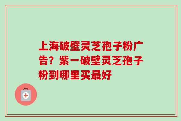 上海破壁灵芝孢子粉广告？紫一破壁灵芝孢子粉到哪里买最好