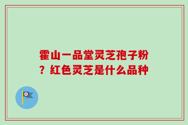 霍山一品堂灵芝孢子粉？红色灵芝是什么品种