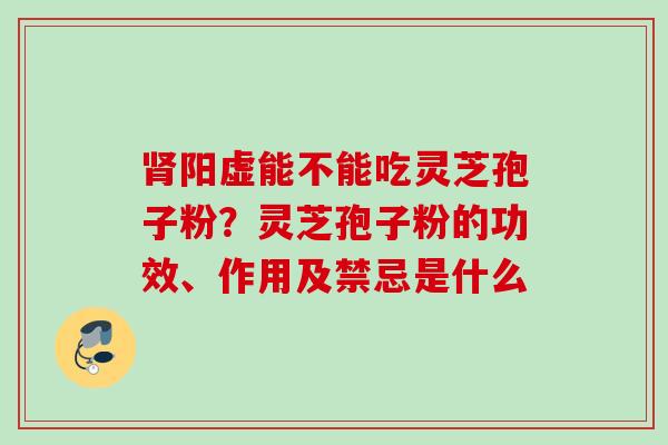 肾阳虚能不能吃灵芝孢子粉？灵芝孢子粉的功效、作用及禁忌是什么