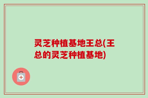灵芝种植基地王总(王总的灵芝种植基地)