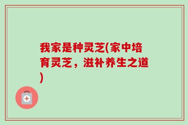 我家是种灵芝(家中培育灵芝,滋补养生之道) 我家是种灵芝(家中培育灵芝,滋补养生之道)