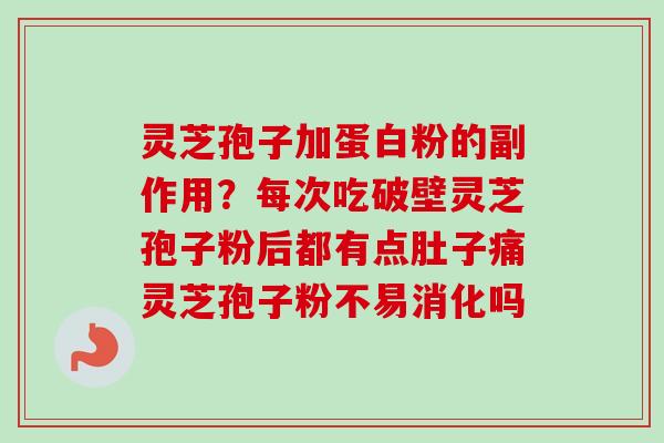灵芝孢子加蛋白粉的副作用?每次吃破壁灵芝孢子粉后都有点肚子痛灵芝孢子粉不易消化吗 灵芝孢子加蛋白粉的副作用?每次吃破壁灵芝孢子粉后都有点肚子痛灵芝孢子粉不易消化吗
