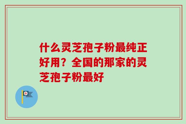 什么灵芝孢子粉最纯正好用？全国的那家的灵芝孢子粉最好
