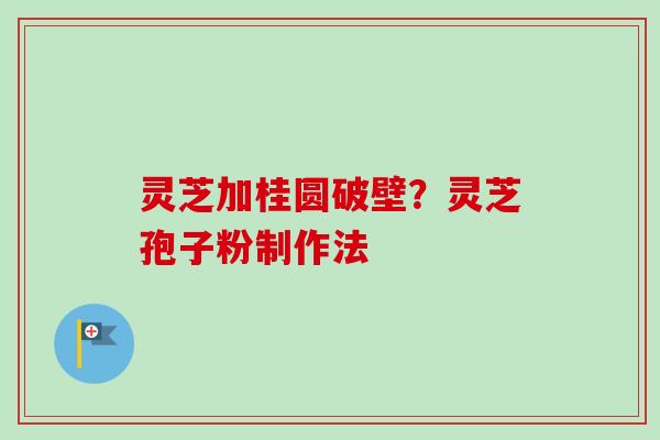 灵芝加桂圆破壁？灵芝孢子粉制作法
